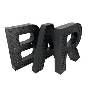 Metal BAR Letter Set Wall Decor XL 15" X 15" Each Battery Light Up Mancave